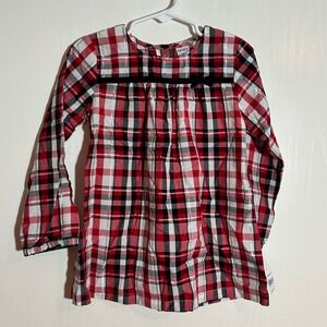 Carters Girls Plaid Long Sleeve Top Dress‎ Metallic Black Red White 4T